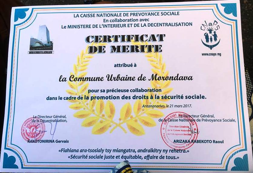 Certificat de mérite morondava