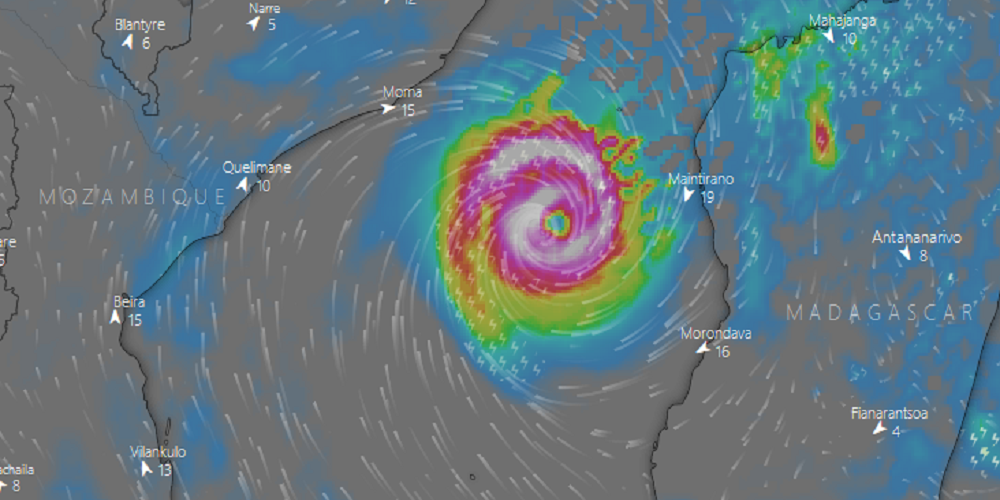 Alerte tempête modérée Idai dans le canal du Mozambique du 11 au 13 mars 2019